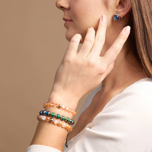 Bracelet Rose Chrome x Verre Pailleté Caramel